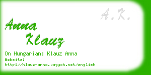 anna klauz business card